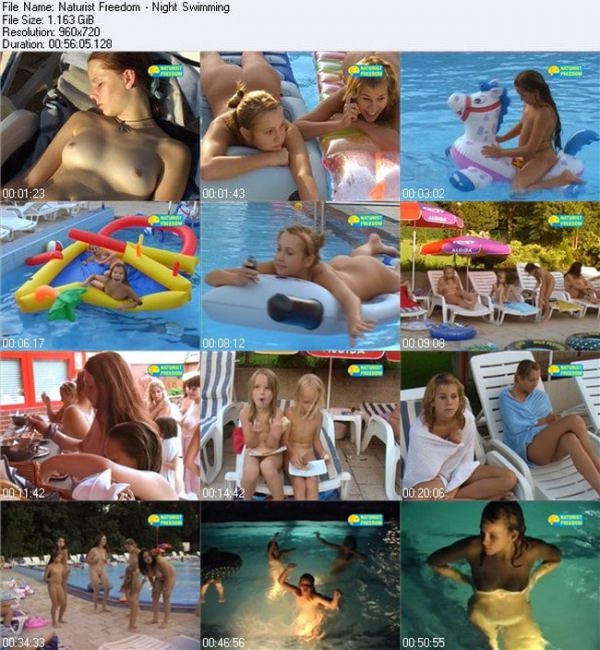 Nudists swimming at night video [Real nudism]