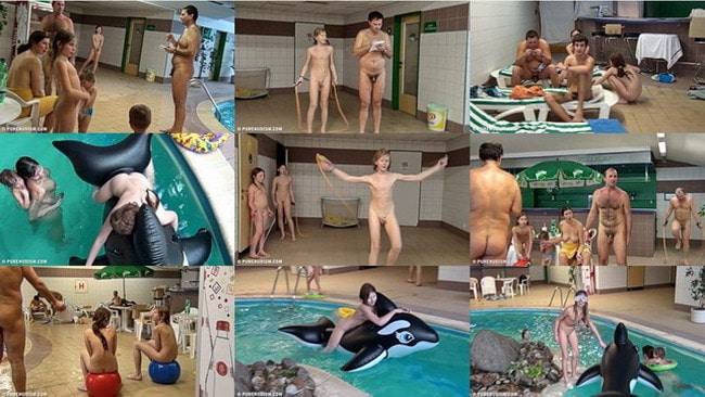 Nudists video - teens indoor dolphin ride [Real nudism]