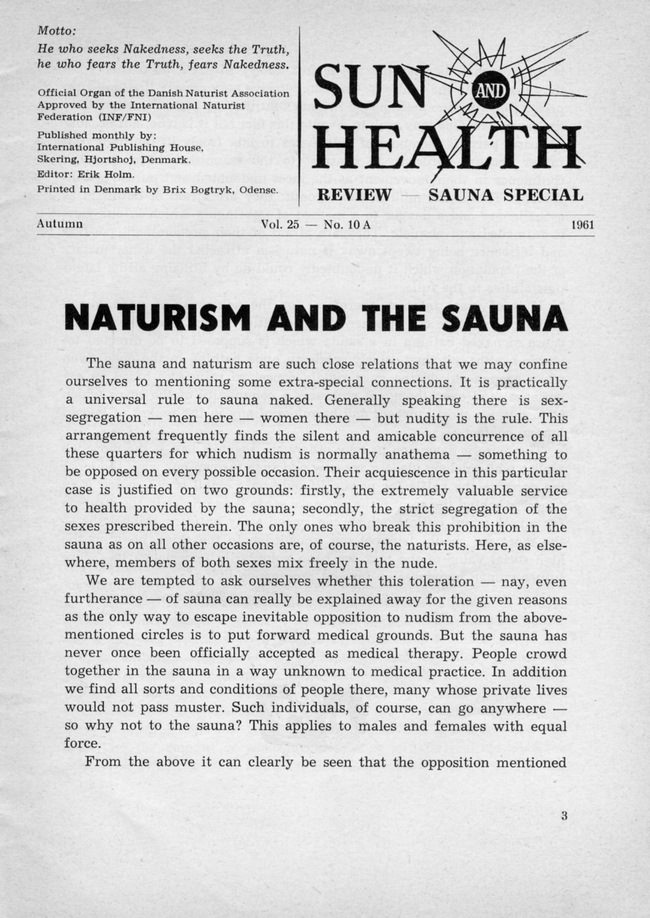 Nudists magazine - Sun and healt - Sauna - Nudism and finnish bath [Real nudism]